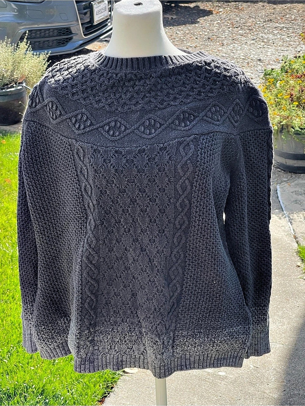 Woolrich Women's Ombré Cable Knit Sweater Gray XL